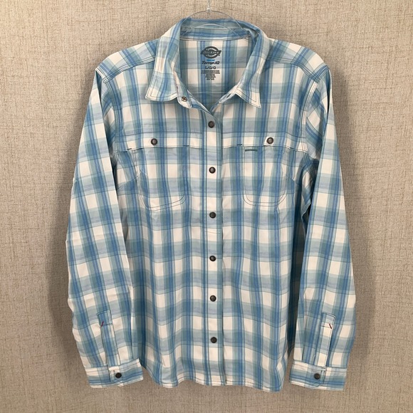 Dickies Other - Dickies Cooling Utility Shirt Men L Blue White Polyester Temp-IQ UPF 40+ Outdoor